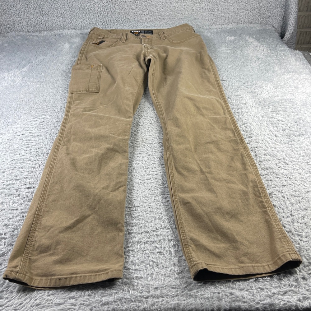 Ariat Rebar M4 Relaxed Straight Leg Work Pants Tan Canvas Mens 34x34 Utility